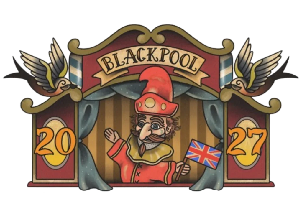 Blackpool world beard and moustache championships 2027 logo